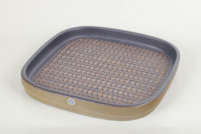 Mari Simmulson for Upsala Ekeby, Sweden. Stoneware large dish with rounded corners in brown and blue - 2