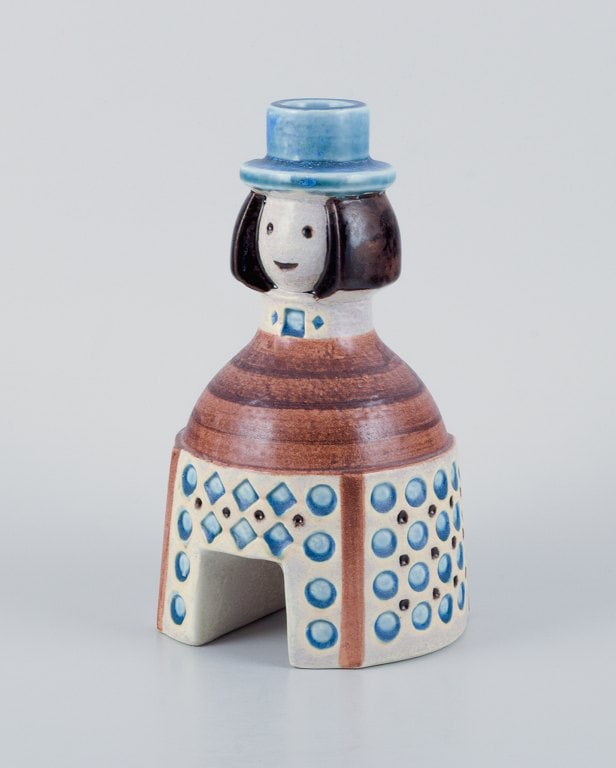Britt Louise Sundell for Gustavsberg. Rare ceramic candlestick in the form of a groom. - 2
