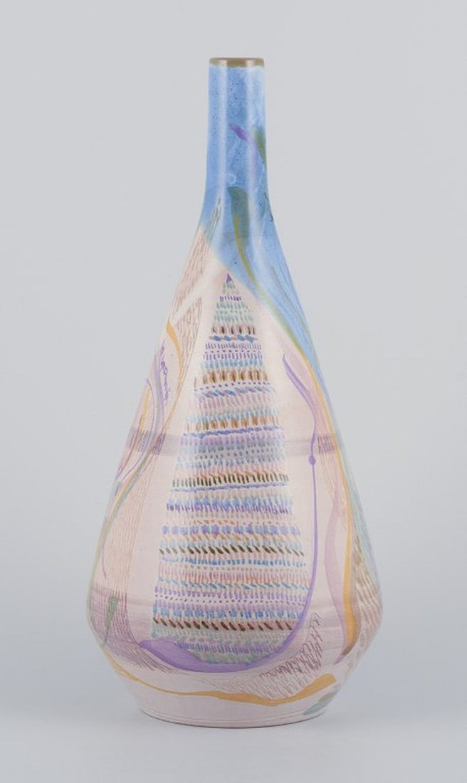 Professor Monica Grandi, Italian ceramicist. Unique ceramic vase with abstract motif. Ca. 1980s. - 2