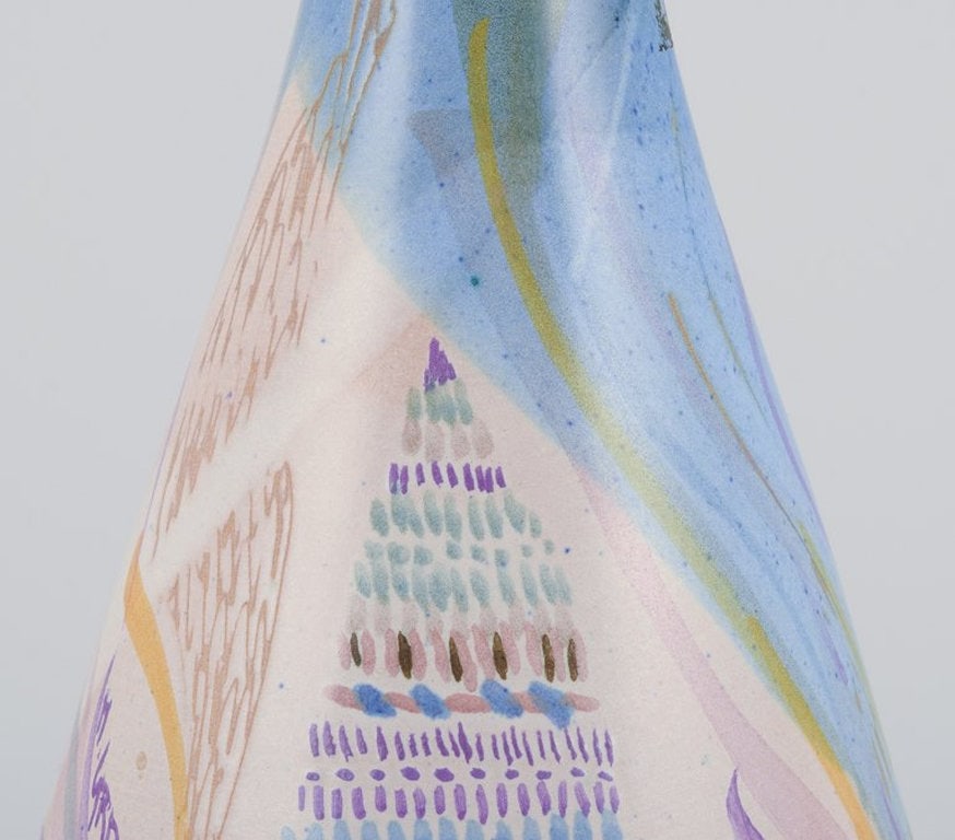 Professor Monica Grandi, Italian ceramicist. Unique ceramic vase with abstract motif. Ca. 1980s. - 3