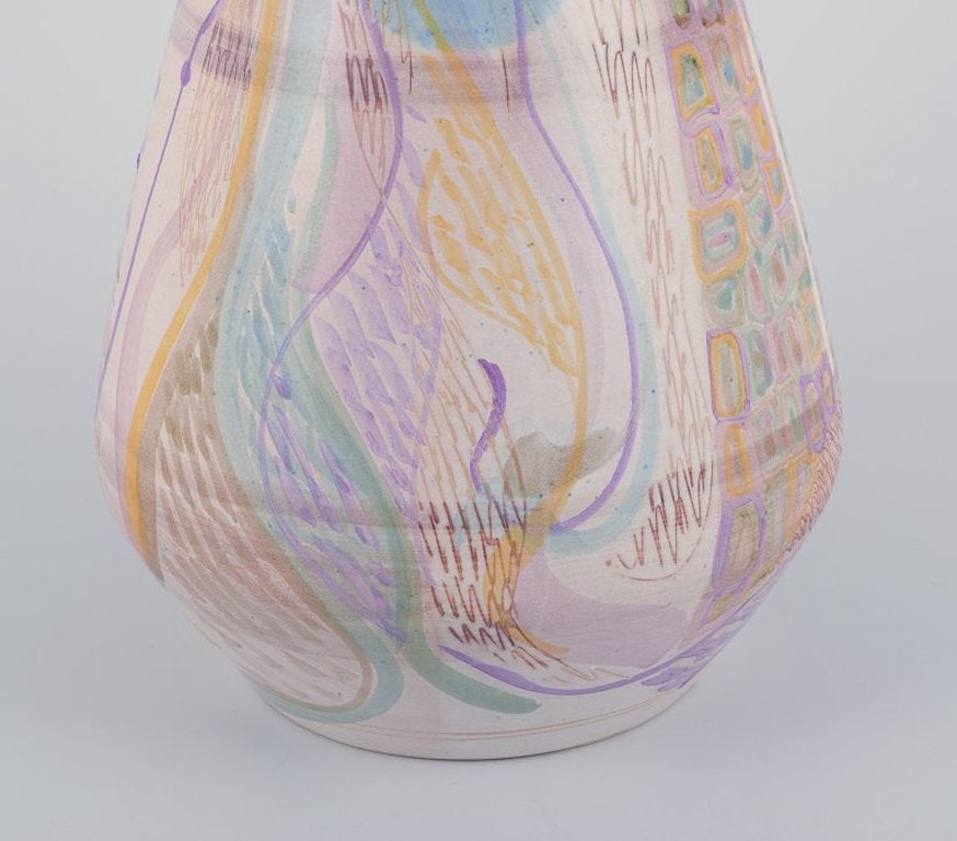 Professor Monica Grandi, Italian ceramicist. Unique ceramic vase with abstract motif. Ca. 1980s. - 4