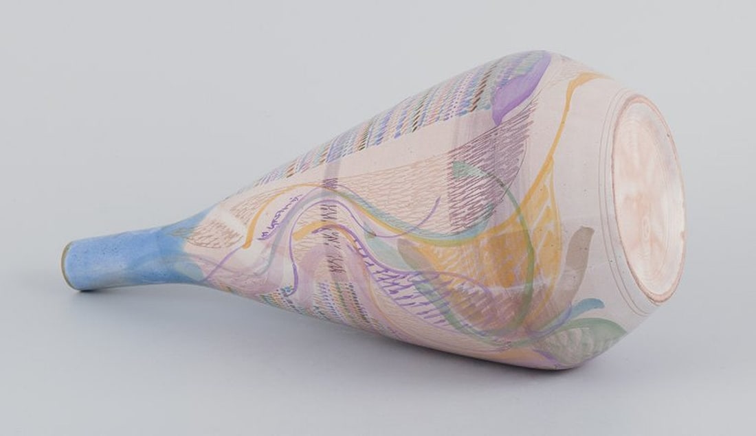 Professor Monica Grandi, Italian ceramicist. Unique ceramic vase with abstract motif. Ca. 1980s. - 7