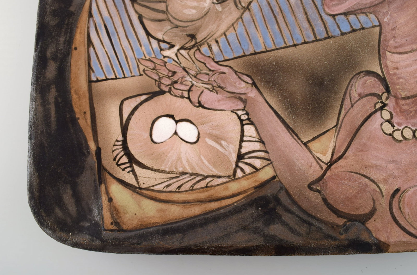 Achiel Pauwels (b. 1932), Belgium. Unique dish in glazed hand-painted ceramics. Naked woman and - 4