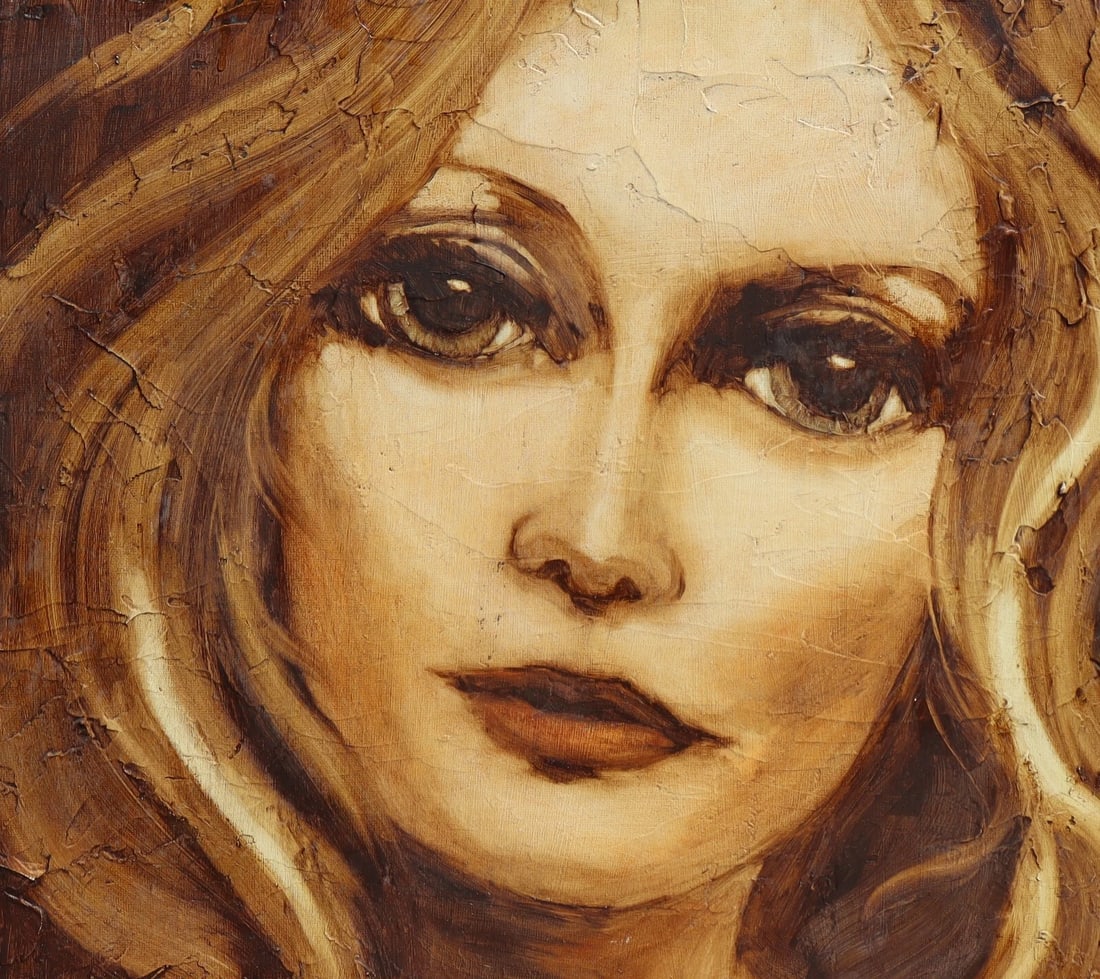 HELENA SCOTT Mid Century Portrait of a Pretty Woman acrylic on masonite - 4