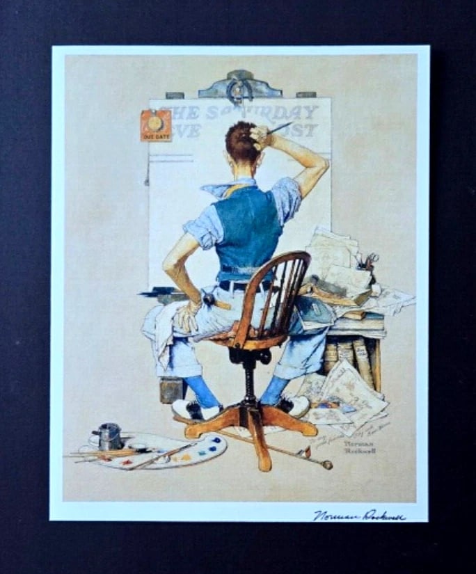 NORMAN ROCKWELL + Signed 1970's Print Mounted and Framed + Beautiful. - 2