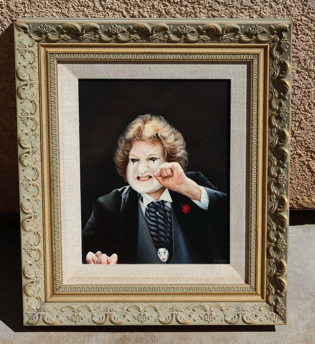 SHIRLEY HOWE Fine Gallery oil painting "The Mime Magician" 1988 was $1200 - 2