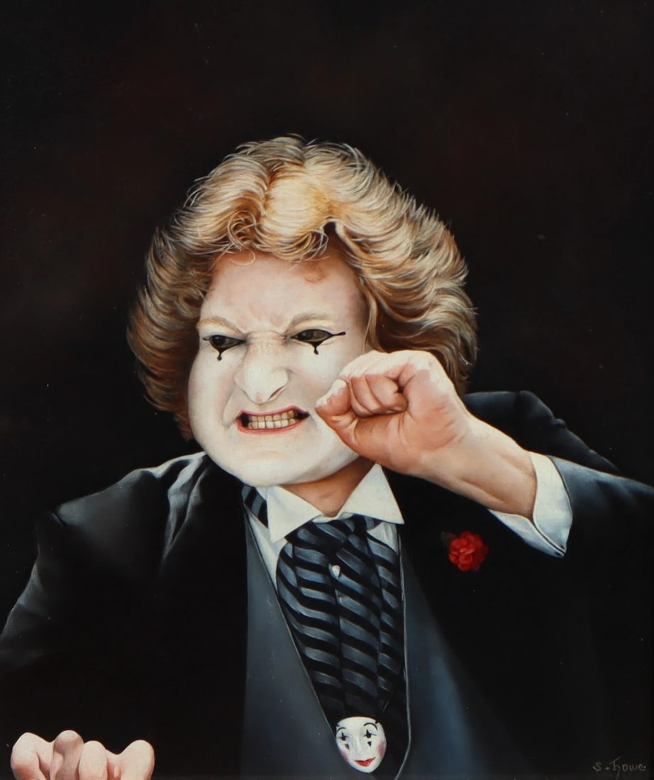 SHIRLEY HOWE Fine Gallery oil painting "The Mime Magician" 1988 was $1200 - 4