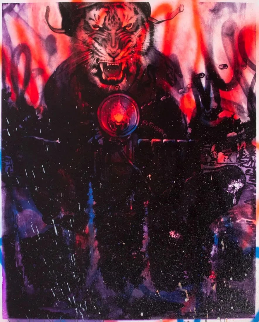 SHARK TOOF Chinese/Calif Street Artist Tiger 2011 25/30 Screenprint Spray Paint - 2
