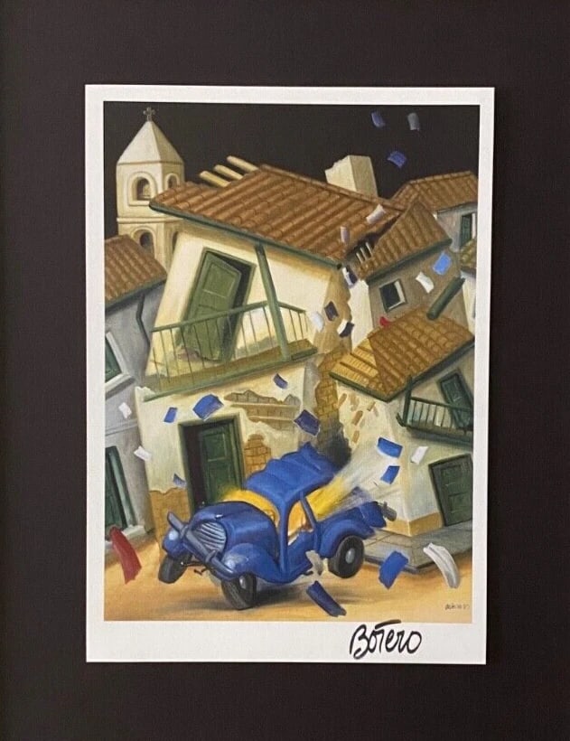 Fernando Botero | Awesome Signed Vintage Print from Colombia | New Golden Frame - 2