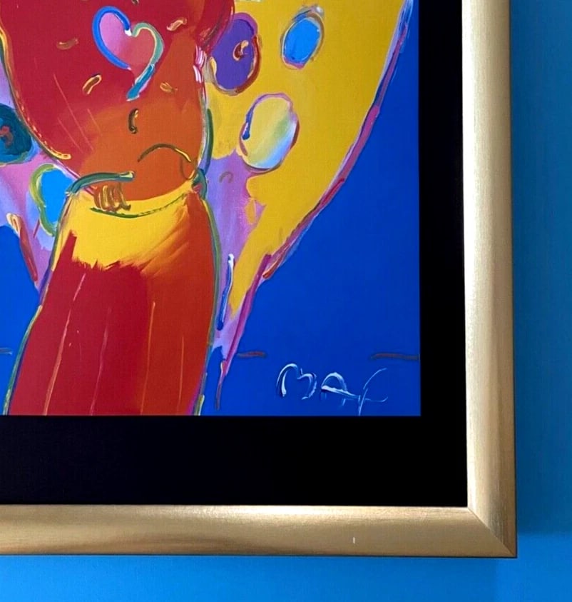 Peter Max | Angel Vintage Print Signed | Framed Large 16x12in. Gold Pop Art - 3