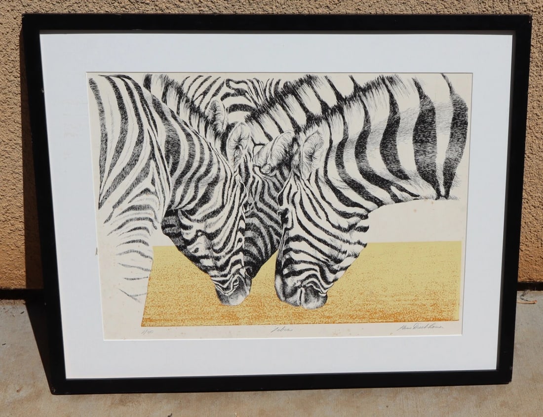 GENE DIECKHONER Rare Lithograph Zebras Low Edition Size: 2/40 - 2