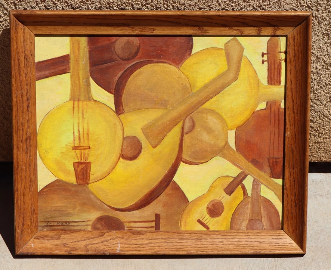 LOUIS WOLCHONOK New York Mid Century Modern Oil Painting of Musical Instruments - 2