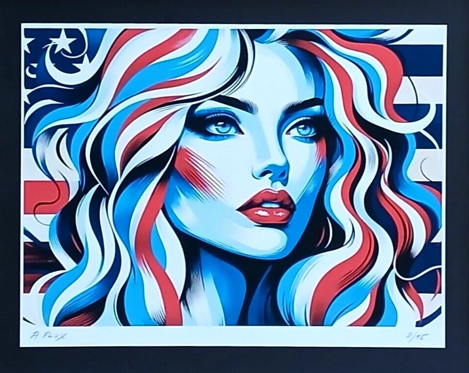 AIDAN FLUX | Hand Signed Authentic Print Framed | LARGE | COA | American Woman - 2