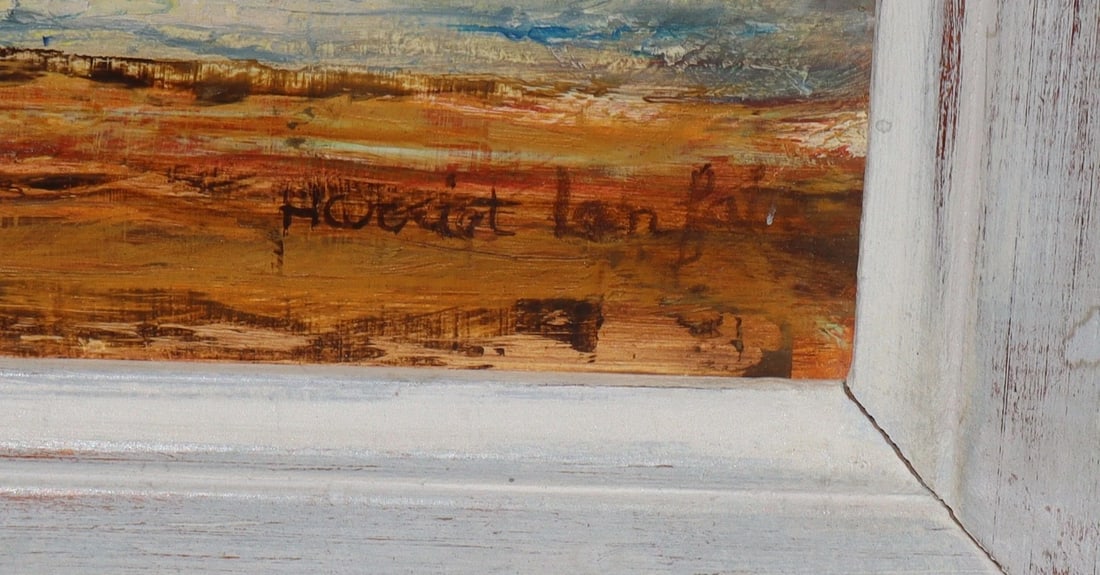 HARRIET (KEESE) LANFAIR Mid Century Weathered Oceanside Pier w/ Snack Shop oil - 4