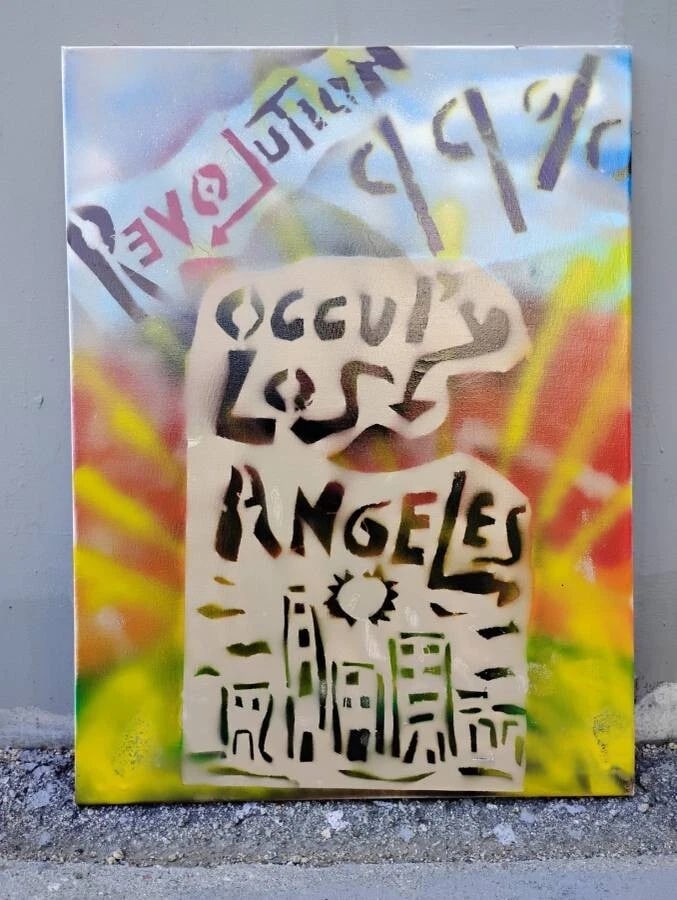 TONY B CONSCIOUS 2011 Signed Street Art Occupy Los Angeles painting Unframed - 2