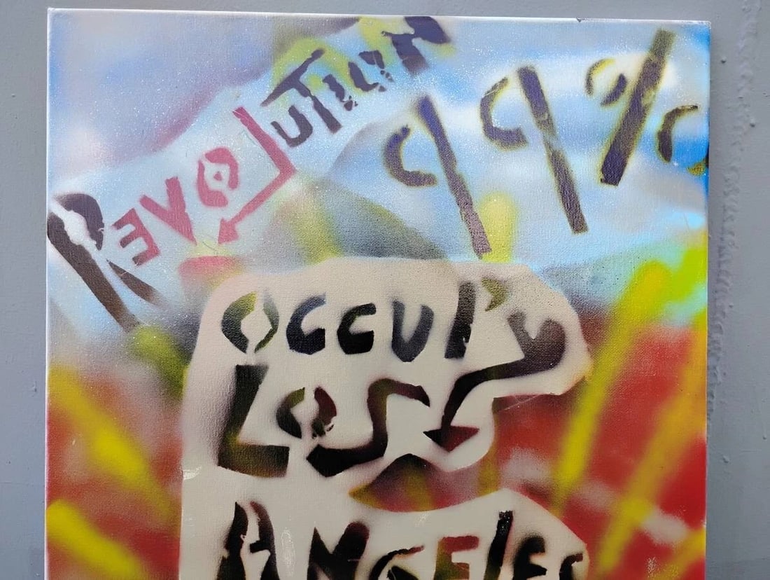 TONY B CONSCIOUS 2011 Signed Street Art Occupy Los Angeles painting Unframed - 5