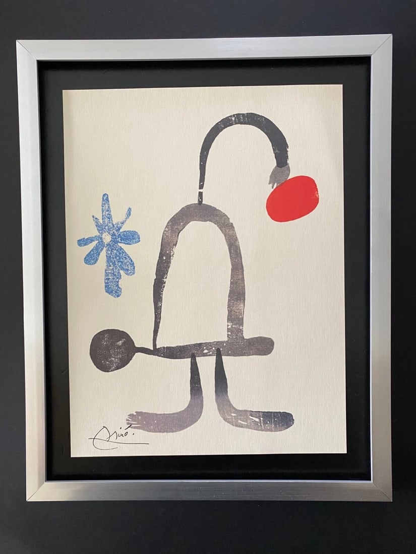 Joan Miro | Vintage 1983 Signed Colorful Print | Mounted and Framed: Up for Auction this Beautiful and Scarce Vintage 1983 Print JOAN MIRO Facsimile Signature in ink. Art Print is about 12 X 9 in. This piece is Mounted and Framed covering an area of 15 x 12 in. This is