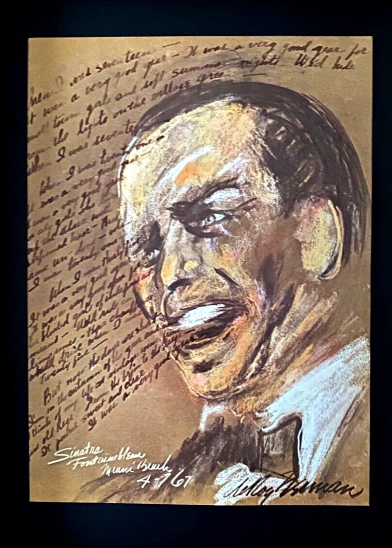LEROY NEIMAN + FRANK SINATRA + CIRCA 1970'S + SIGNED PRINT FRAMED - 2