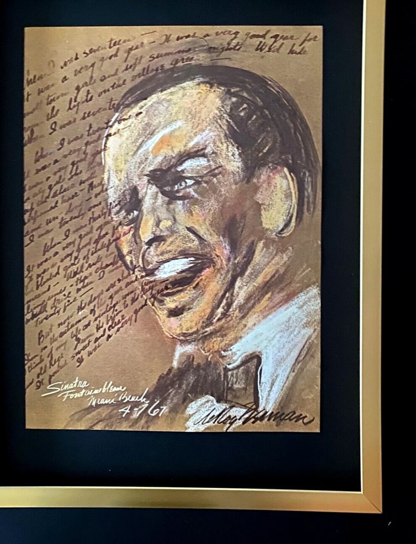 LEROY NEIMAN + FRANK SINATRA + CIRCA 1970'S + SIGNED PRINT FRAMED - 3
