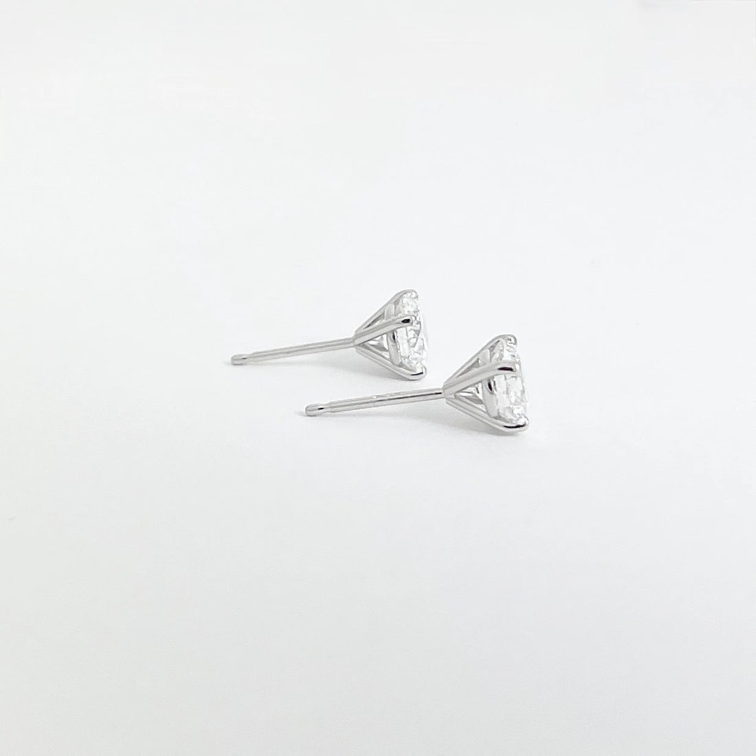 Round Lab-Created Diamond Stud Earrings 14K White Gold 4-Prong Martini, 1.54 CTW - 5