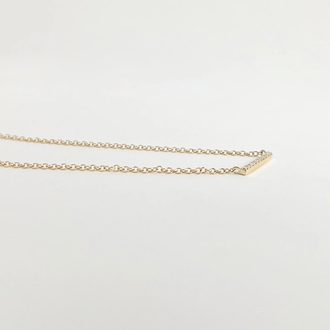 Thin Diamond Bar Pendant Necklace 14K Yellow Gold, Adjustable Length, .05 CTW - 5