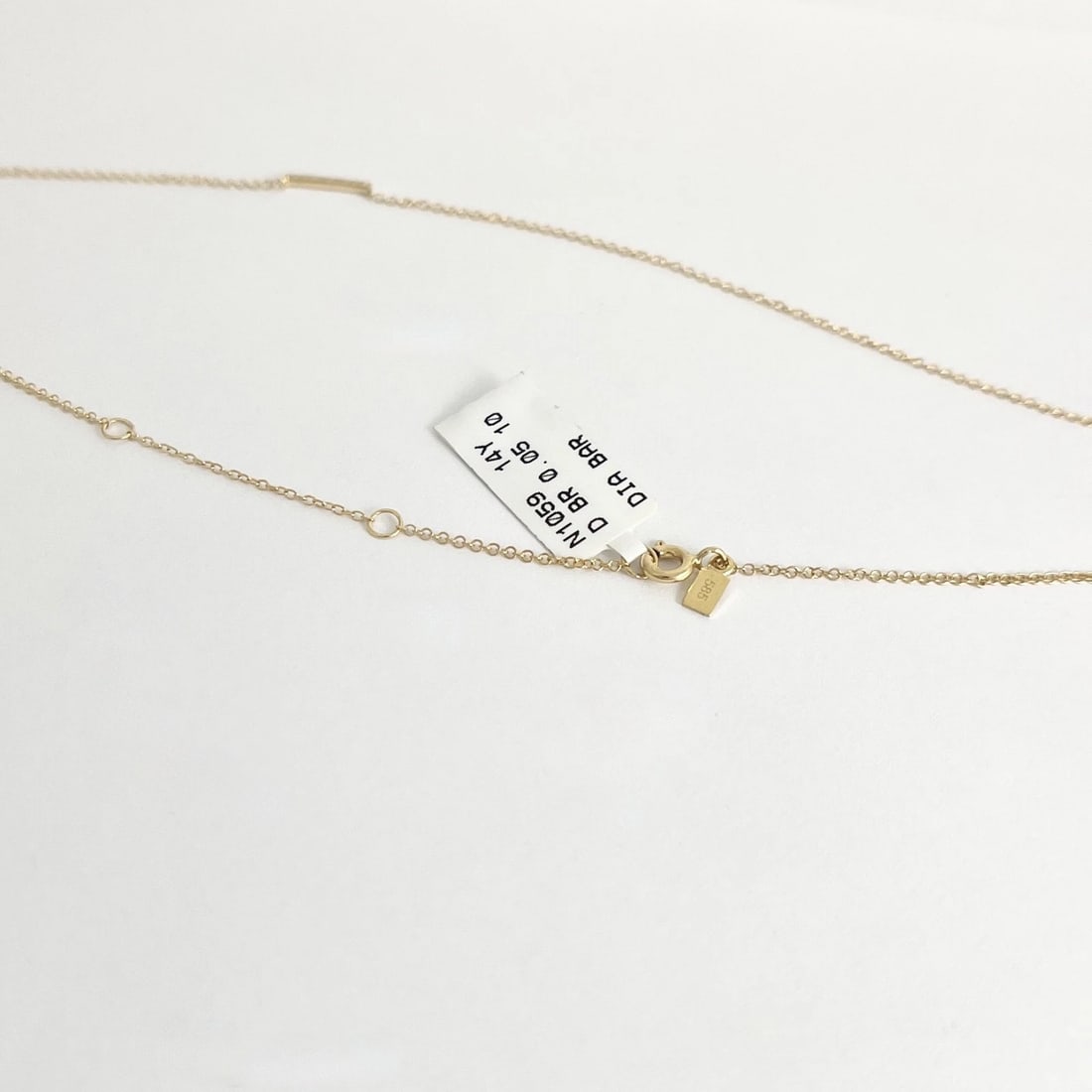 Thin Diamond Bar Pendant Necklace 14K Yellow Gold, Adjustable Length, .05 CTW - 6