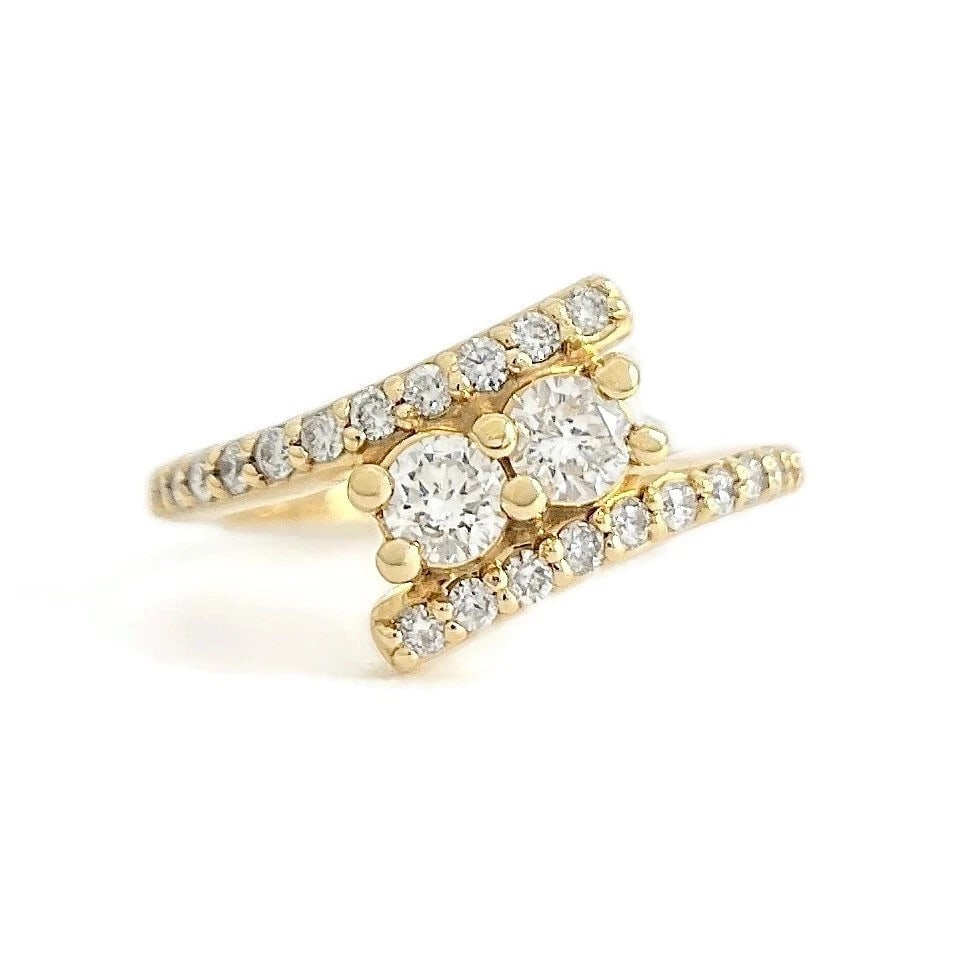 2-Stone Diamond Crossover Wrap Bypass Ring 14K Yellow Gold, .78 CTW: Title: 2-Stone Diamond Crossover Wrap Bypass Ring 14K Yellow Gold, .78 CTW Description: 2-Stone Diamond Crossover Wrap Bypass Ring 14K Yellow Gold, .78 CTW This is a beautiful and stunning statement