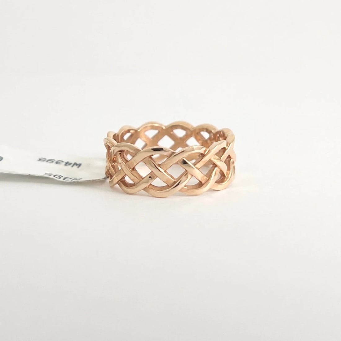 Celtic Knot Braided Woven Band Ring 14K Pink Rose Gold, Size 6.75 - 5