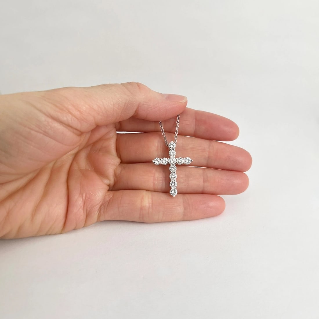 Diamond Cross Religious Pendant Necklace 14K White Gold, 1.52 CTW - 3