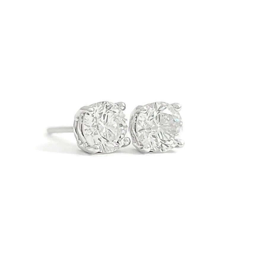 Round Diamond Stud Earrings 14K White Gold 4-Prong Basket, 1.04 CTW: Title: Round Diamond Stud Earrings 14K White Gold 4-Prong Basket, 1.04 CTW Description: Round Diamond Stud Earrings 14K White Gold 4-Prong Basket, 1.04 CTW These are lovely earrings! Please let us