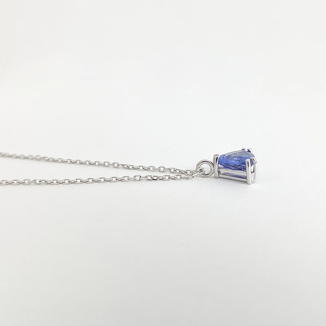 Trillion Blue Tanzanite Gemstone Pendant Necklace 14K White Gold, 1.43 CT - 5