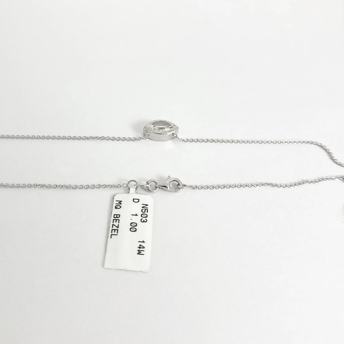EGL Marquise Diamond Solitaire Bezel Pendant Necklace 14K White Gold, 1.00 CT - 7