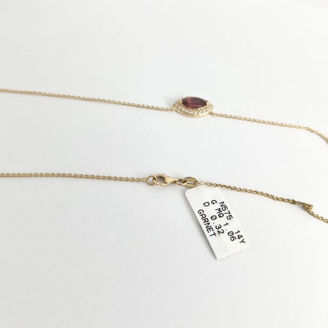 Marquise Garnet Diamond Halo Pendant Necklace 14K Yellow Gold, 1.38 CTW - 7