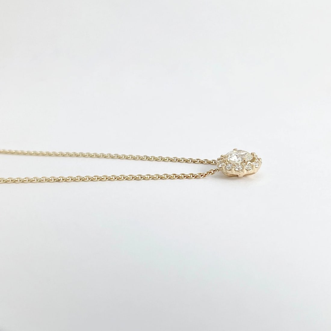 Round Diamond Halo Pendant Necklace 14K Yellow Gold, 1.09 CTW - 5