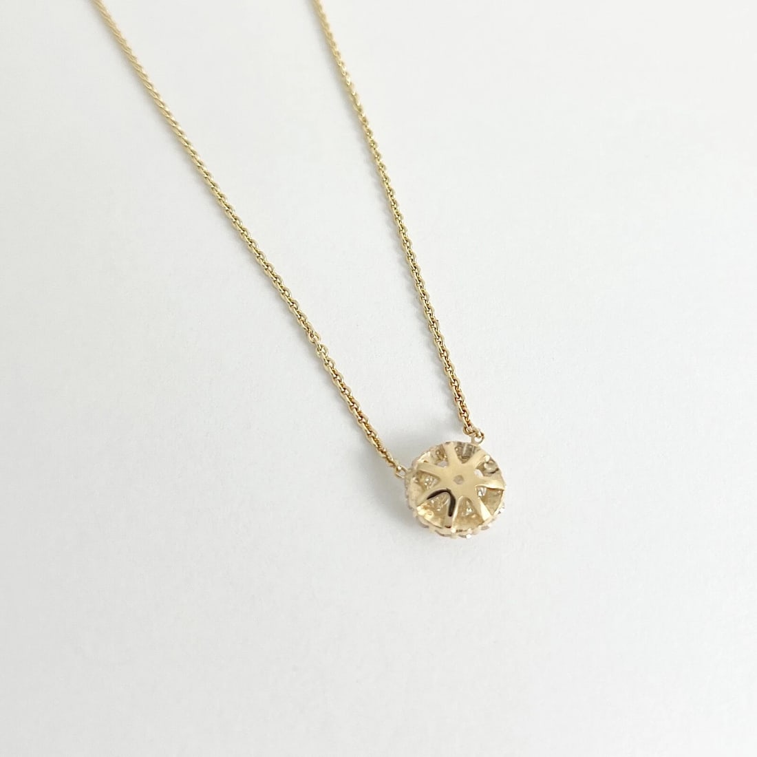 Round Diamond Halo Pendant Necklace 14K Yellow Gold, 1.09 CTW - 6