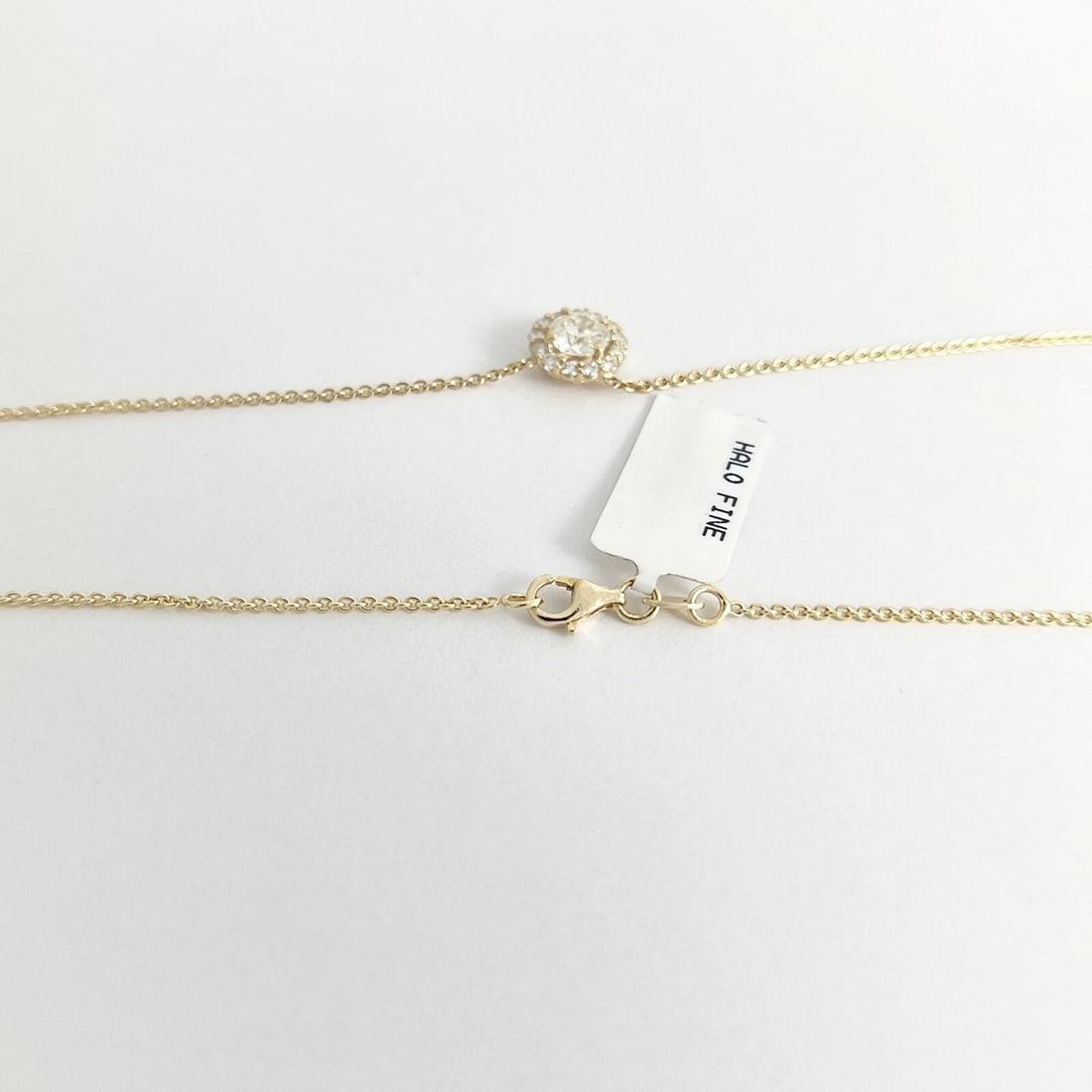 Round Diamond Halo Pendant Necklace 14K Yellow Gold, 1.09 CTW - 7