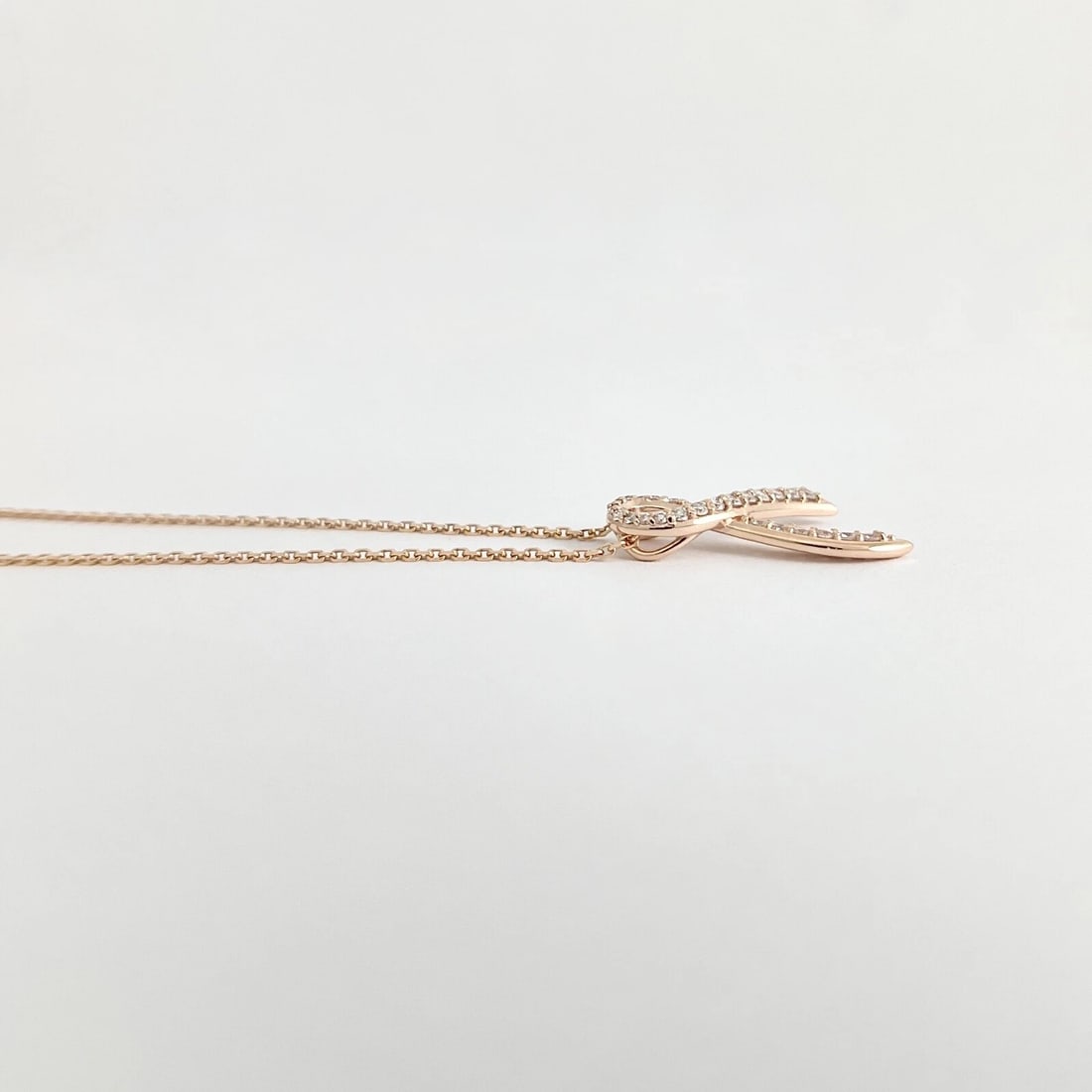 Diamond Breast Cancer Awareness Ribbon Pendant Necklace 14K Rose Gold, .35 CTW - 5