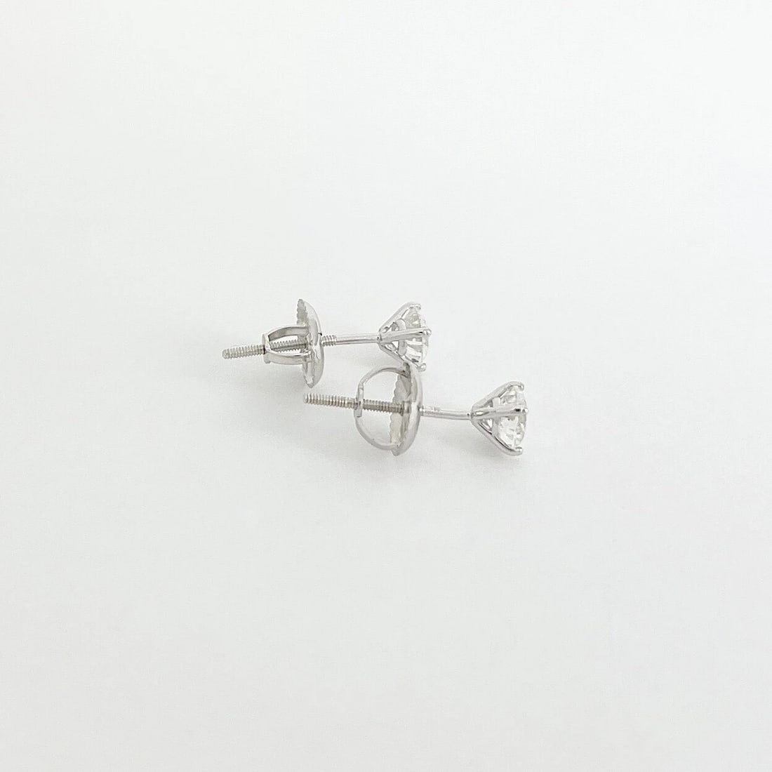 Round Diamond Stud Earrings 14K White Gold 4-Prong Martini Screw Back, .66 CTW - 6