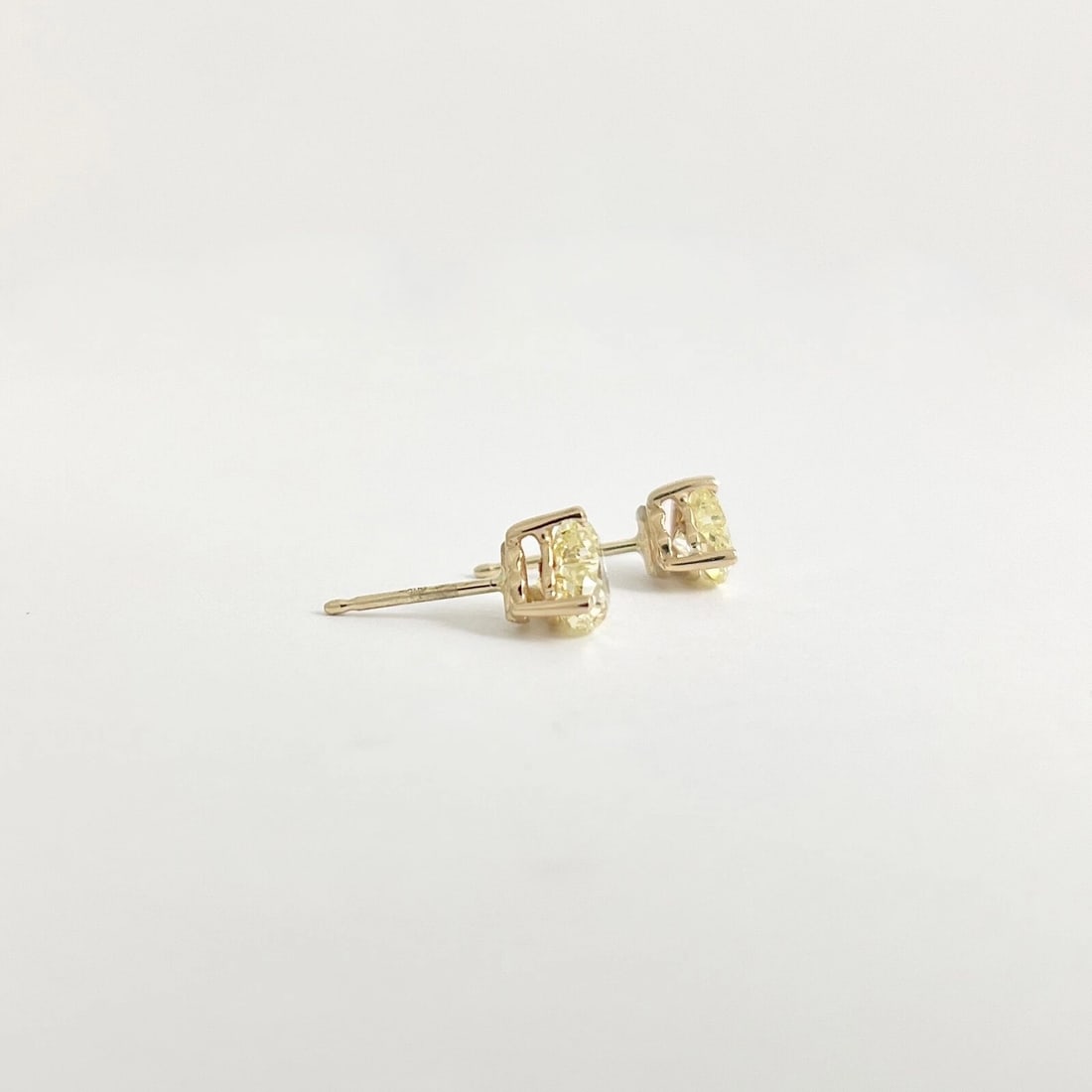 Yellow Diamond Heart Stud Earrings 14K Yellow Gold, 1.43 CTW - 5
