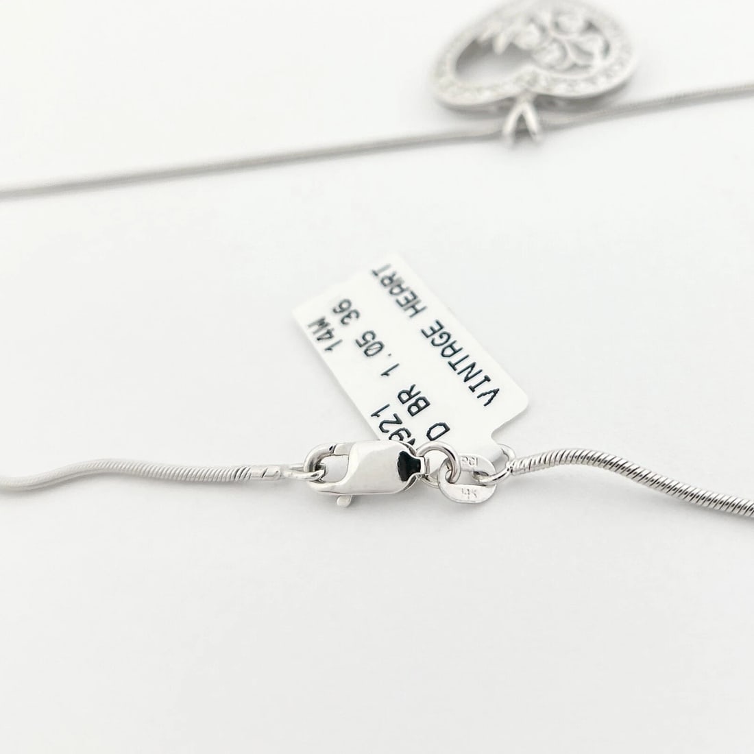 Pave Diamond Heart Flower Floral Pendant Necklace 14K White Gold, 1.05 CTW - 7