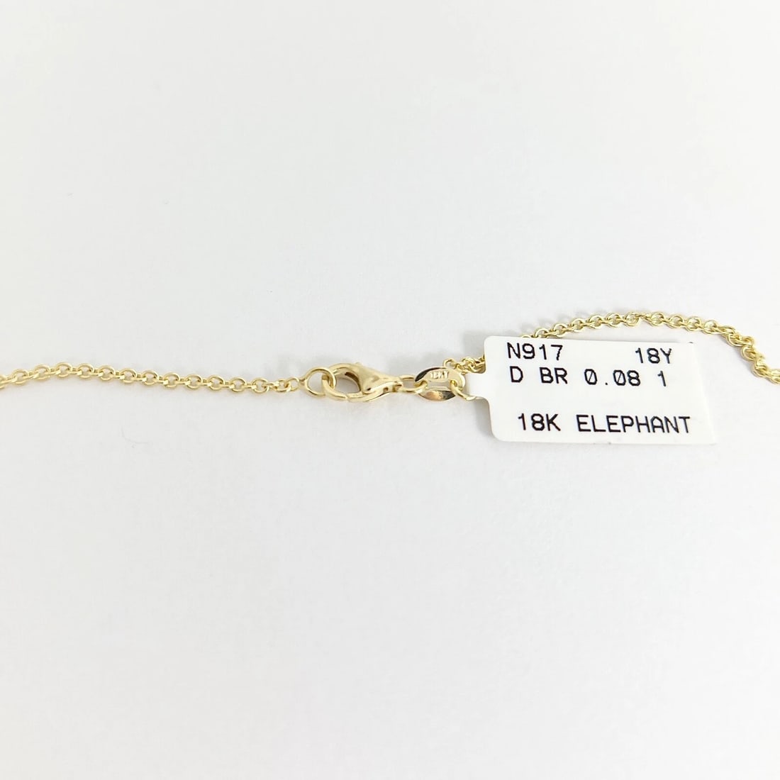 Diamond Elephant Animal Pendant Necklace 18K Yellow Gold, 16.5 Inches, .08 CT - 6