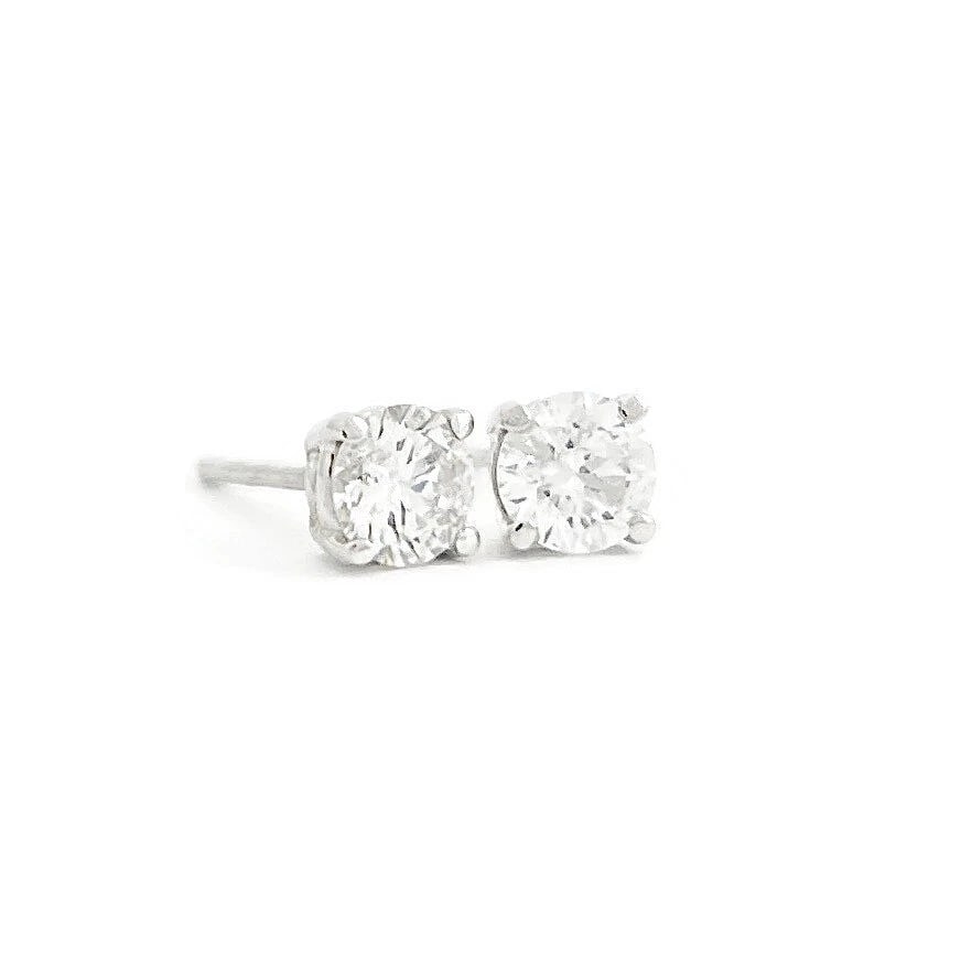 Round Diamond Stud Earrings 14K White Gold 4-Prong Basket, .50 CTW (1 of 6)