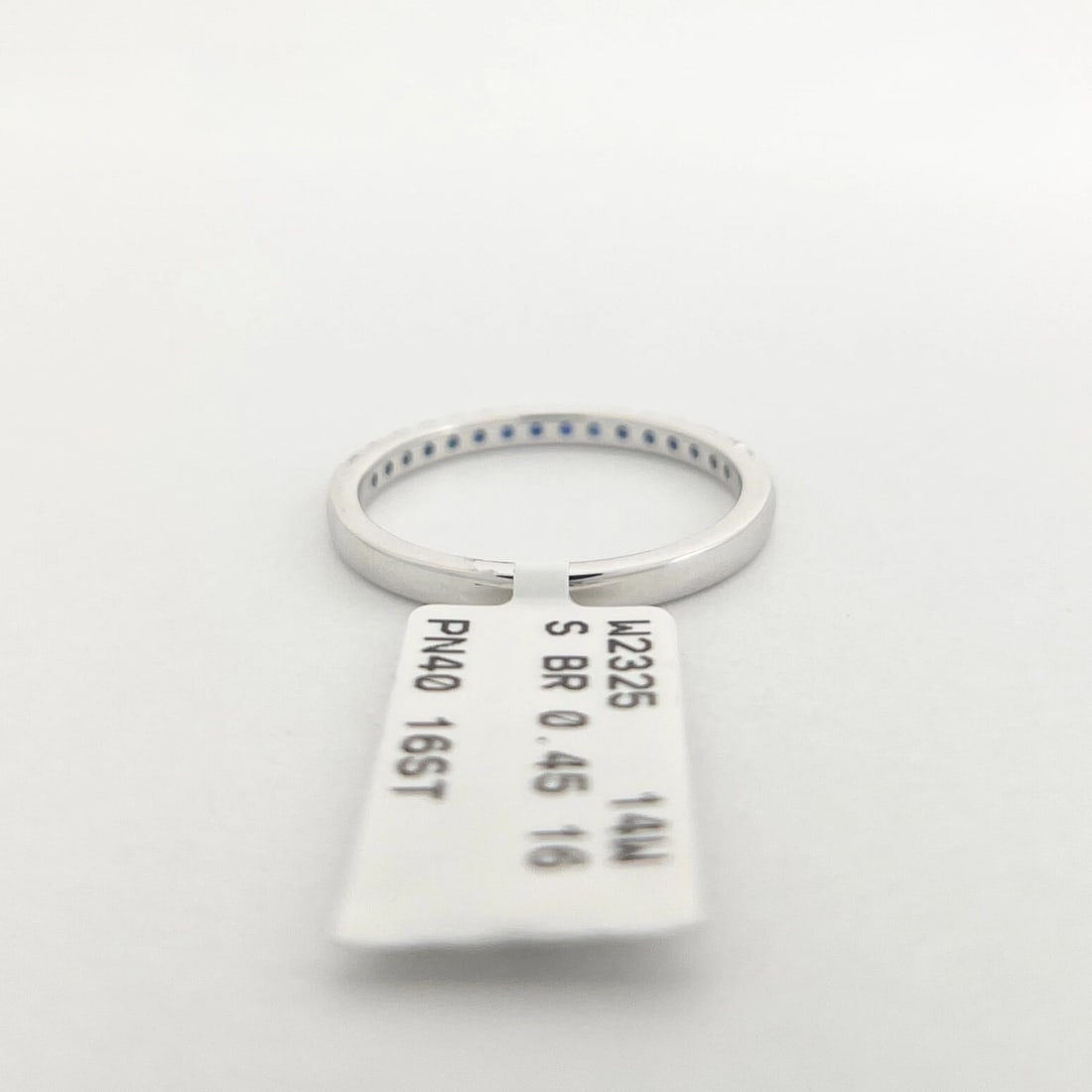 Thin Round Blue Sapphire Gemstone Band Ring 14K White Gold, .45 CTW - 8
