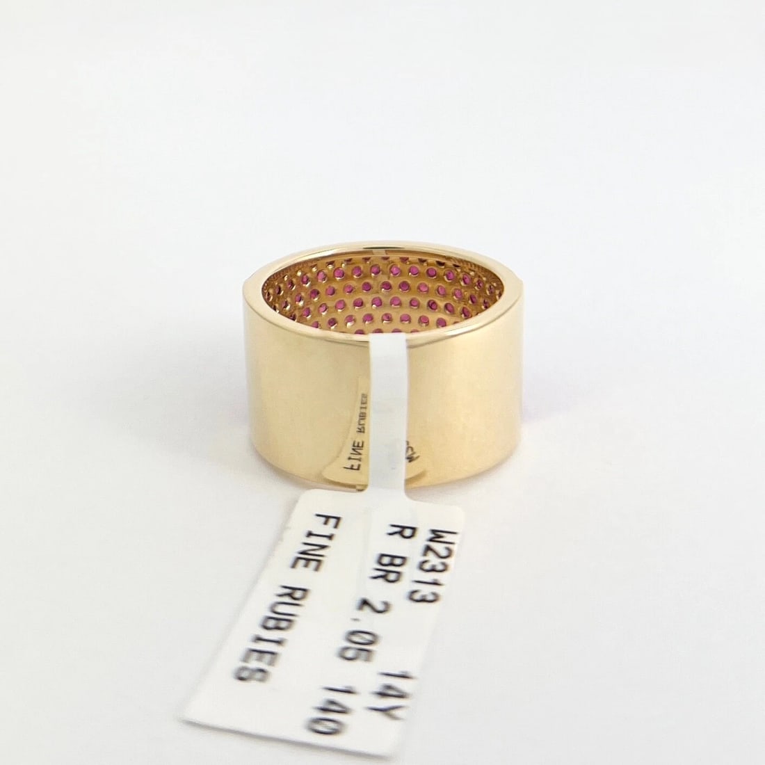 Wide Pave Ruby Gemstone Band Ring 14K Yellow Gold 2.05 CTW - 8