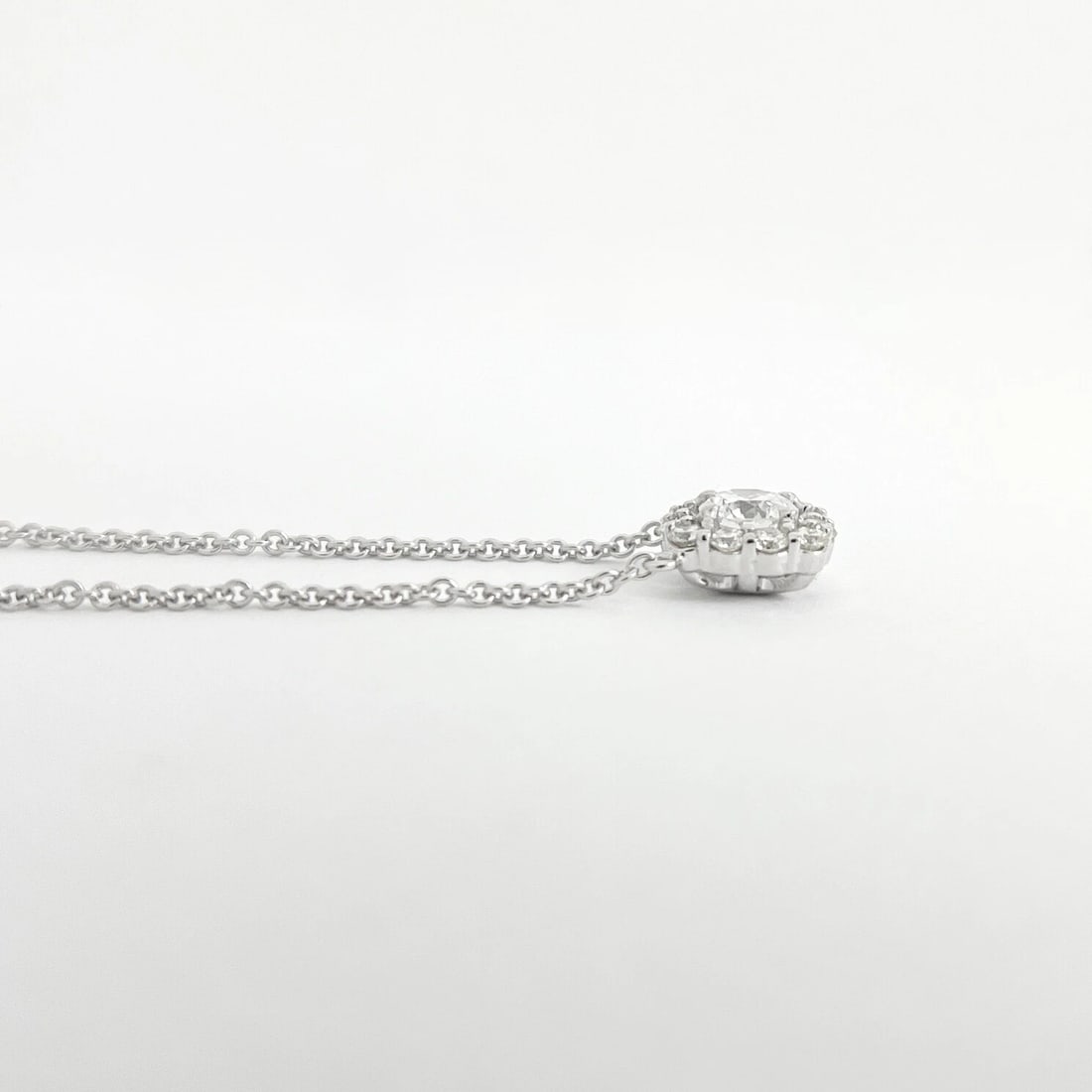 Cushion Halo Round Diamond Pendant Necklace 14K White Gold, 18 Inches, .68 CTW - 5