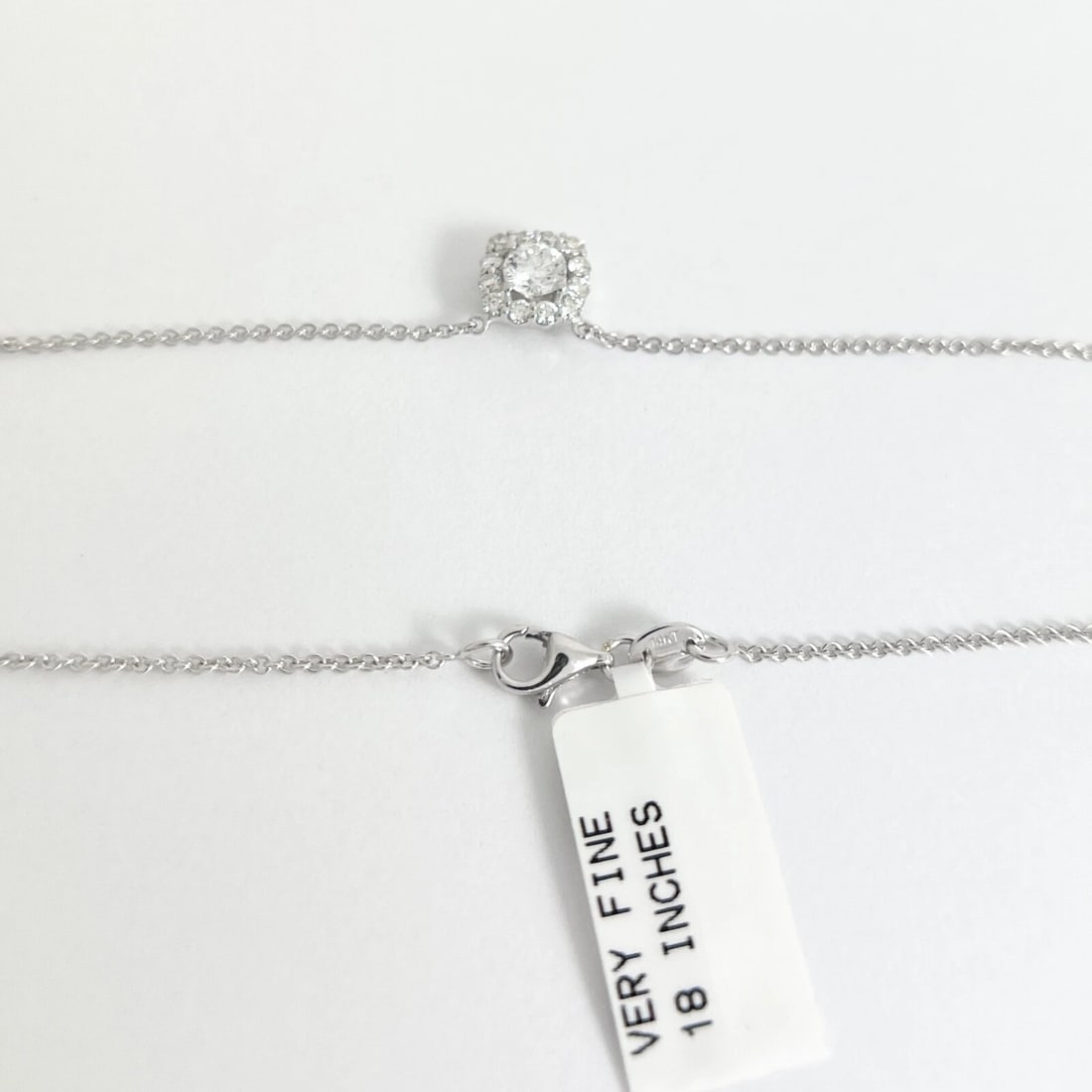 Cushion Halo Round Diamond Pendant Necklace 14K White Gold, 18 Inches, .68 CTW - 7