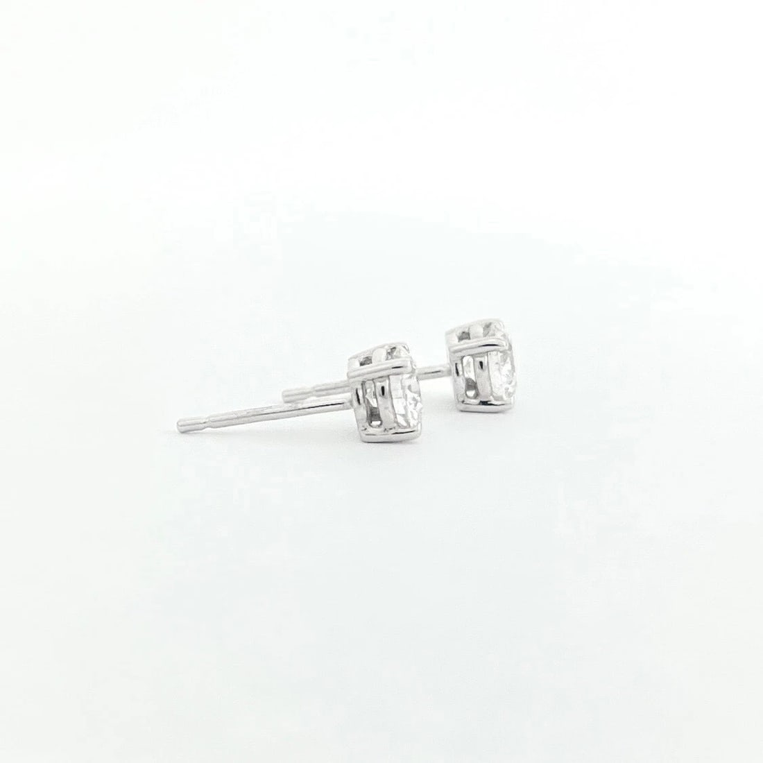 GIA Round Diamond Stud Earrings 14K White Gold 4-Prong Baskets, .81 CTW - 5