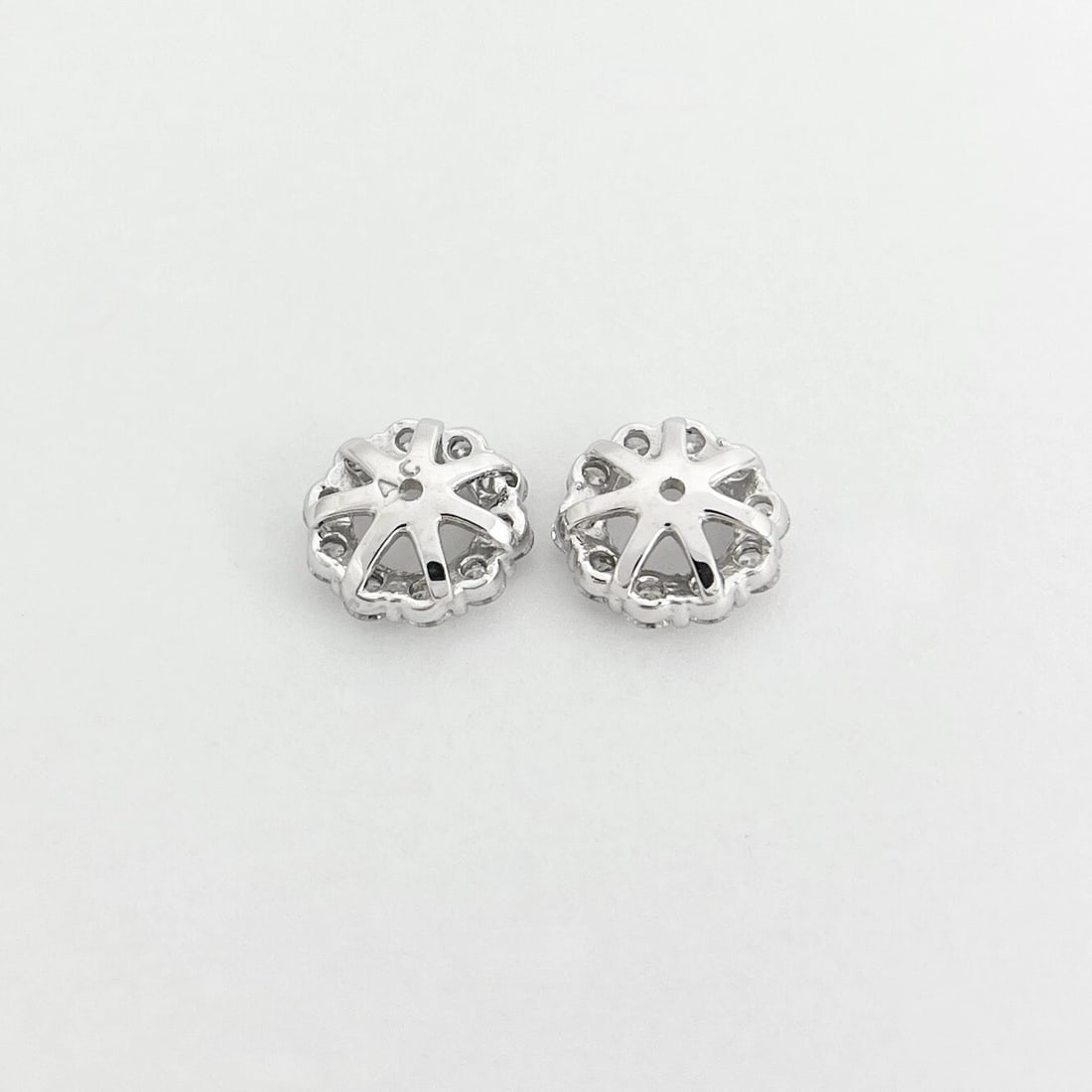 Round Diamond Halo Earring Jackets Enhancers 14K White Gold for 2.00 CTW Studs - 7