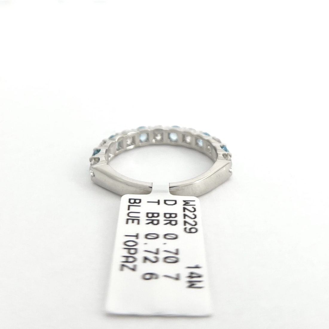 Blue Topaz Diamond Gemstone Wedding Band Ring 14K White Gold 1.42 CTW - 9