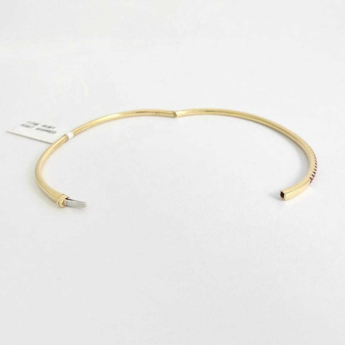 Thin Ruby Gemstone Bangle Bracelet 14K Yellow Gold, 1.05 CTW - 9